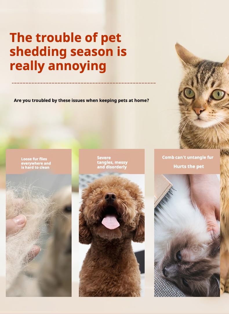 Double-Sided Pet Dematting Comb – 2-in-1 Undercoat Rake for Dogs & Cats, Stainless Steel Blade + PP Handle, Removes Tangles & Floating Hair, Lightweight 113 g, Home Grooming Tool