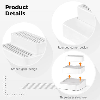 Adjustable 3-Step Cat Litter Box Ramp, 11.4 x 11.4 x 8.4 in, Stable Structure Design, Easy to Clean, Great Litter Box Step for Young & Senior Cats