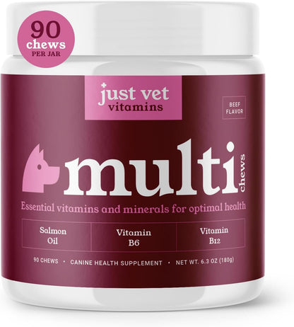 Multivitamin Chews for Dogs with Essential Vitamins & Minerals – Supports Immune System, Energy Levels, Skin, Coat, and Digestive Health – 90 Soft Chews