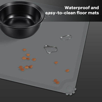 Upgraded Adjustable Height Cat Food Bowls Stand Ceramic Dog Bowls and Slow Feeder Cat Bowl, 15°Tilted Stand Anti Vomiting Raised for Small and Medium Sized Cats Dogs (Black (2 Bowl+Pet mat))