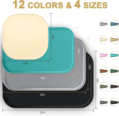 Small Silicone Pet Food Mat with Raised Edge for Food and Water Bowl, Square Dog Feeding Mats, Cat Food Trays for Floor Waterproof, Rubber Tray for Dogs and Cats, 12 x 12 x 0.7 Dark Grey