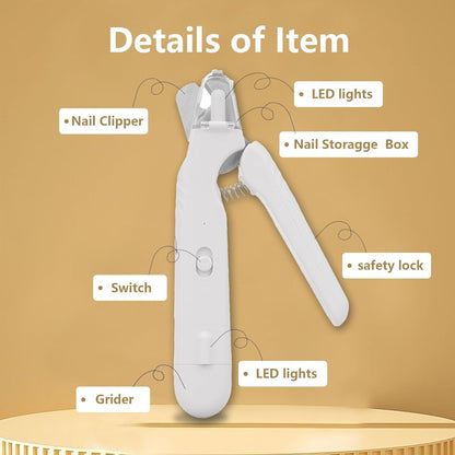 Dog Nail Clippers with LED Lights Low Noise Dog Nail Grinder with 3 Grinding Port for Large Medium Small Cats Dogs Pet Nail Trimmer Cutters Rechargeable Cat Nail Clippers