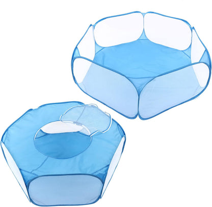 Pet Cage Tent Transparent, Small Animal Playpen Portable, Breathable Mesh Design with Storage Bag, Automatic Opening Pet Enclosure for Hamsters Guinea Pigs Rabbits