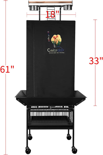 Colorday Good Night Bird Cage Cover for Large Bird Cage with Play Top (Patented), Black 61"