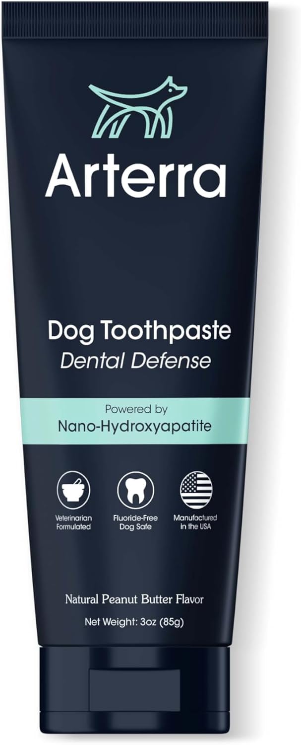 Remineralizing Dog Toothpaste – Vet-Grade, with Nano-Hydroxyapatite, Reverses Early-Stage Decay, Cleans Teeth, Reduces Tartar, Freshens Breath by Arterra Pet Science, Plant-Based, Natural Flavor, 3oz