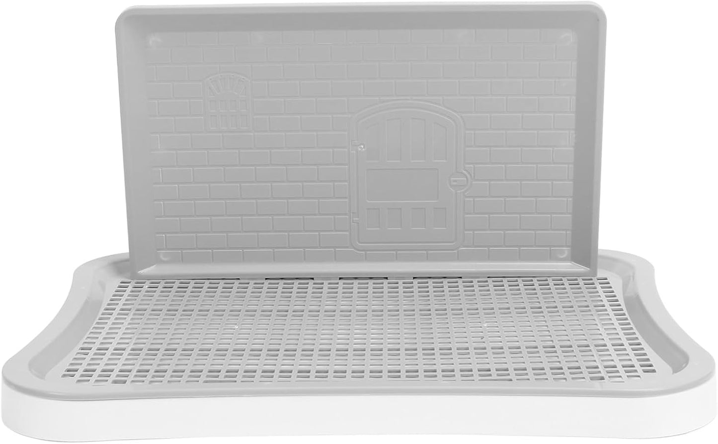 Dog Training Toilet with Wall Column, Removable Portable Puppy Mesh Training Potty, Plastic Dog Potty Tray for Large Small Medium Pets, Indoor Dog Litter Box with Chew De (White)