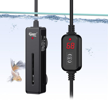 hygger Mini Fish Tank Submersible Heater 50W for 5-10 Gallons Small Betta Aquarium Heater with Digital Display Controller Adjustable Temperature