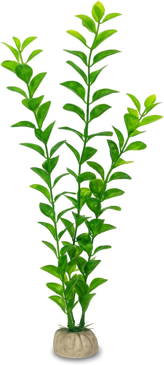 D & K Exclusives Artificial Aquarium Plants, 10 Pack 10.5 inch Plastic Fish Tank Decorations, Colorful Aquascape Decor for Freshwater, Tropical Tanks (Green Leaf Plant)