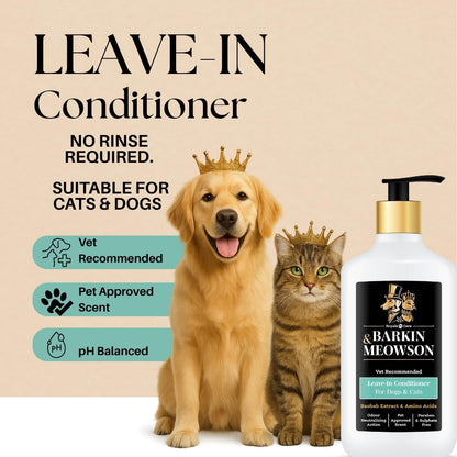 Barkin & Meowson Leave-in Conditioner for Dogs & Cats 350ml / 11.83 fl.oz - Baobab Extract, Pet-Friendly Scent