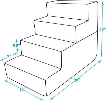 Best Pet Supplies Foldable Foam Pet Steps for Small Dogs and Cats, Portable Ramp Stairs for Couch, Sofa, and High Bed Climbing, Non-Slip Balanced Step Support, Paw Safe - Gray Lattice, 4-Step (H: 22")