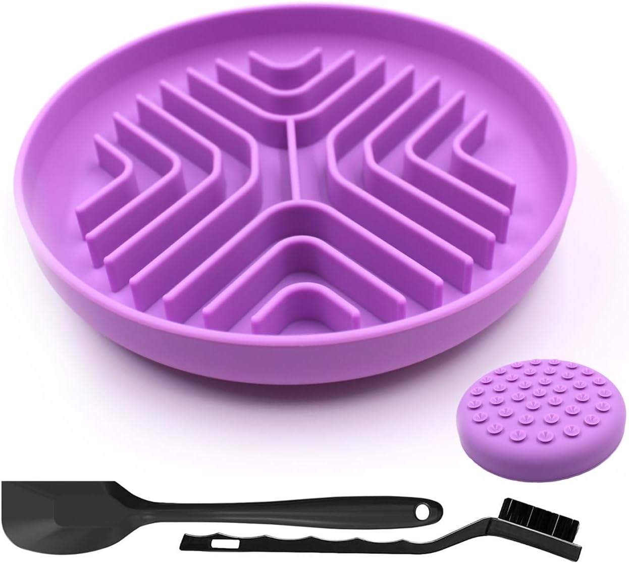 Slow Feeder Bowls for Dogs and Cats, 7.9inch Slow Down Bowl with Suction Cups, Puzzle Pet Bowls Non-Slip Design Dishwasher Microwave Safe (Purple)