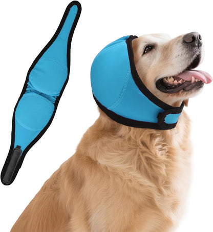 Quiet Dog Ear Muffs,Anxiety Relief/Noise Protection-Grooming-Thunder-Fireworks,Hematoma Ear Wrap,Adjustable Quiet Head Cover Sleeves Ear Covers for Bath (Blue, Medium)