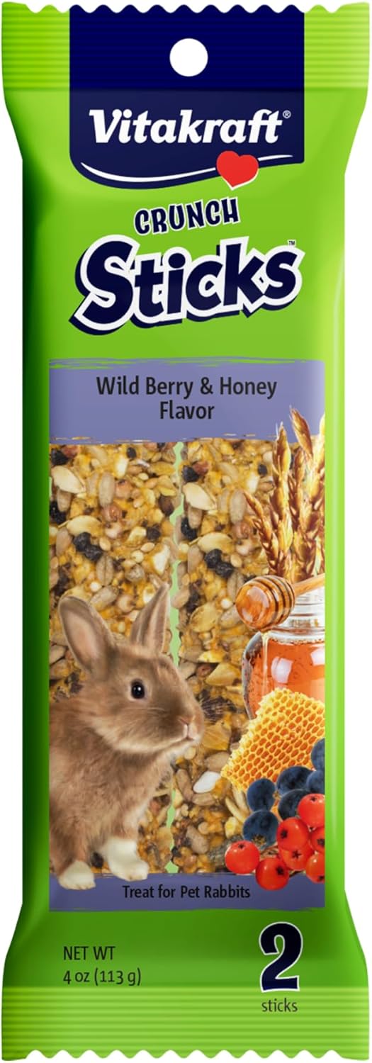 Vitakraft Crunch Sticks Rabbit Treat - Carrot and Honey - Rabbit Chew Sticks (Wild Berry & Honey)