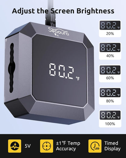 SEAOURA Aquarium Thermometer & Aquarium Vacuum Cleaner