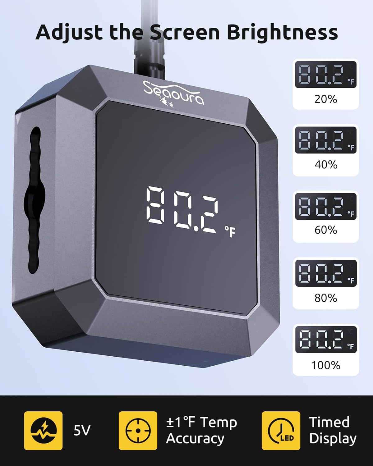 SEAOURA Aquarium Thermometer & Aquarium Vacuum Cleaner