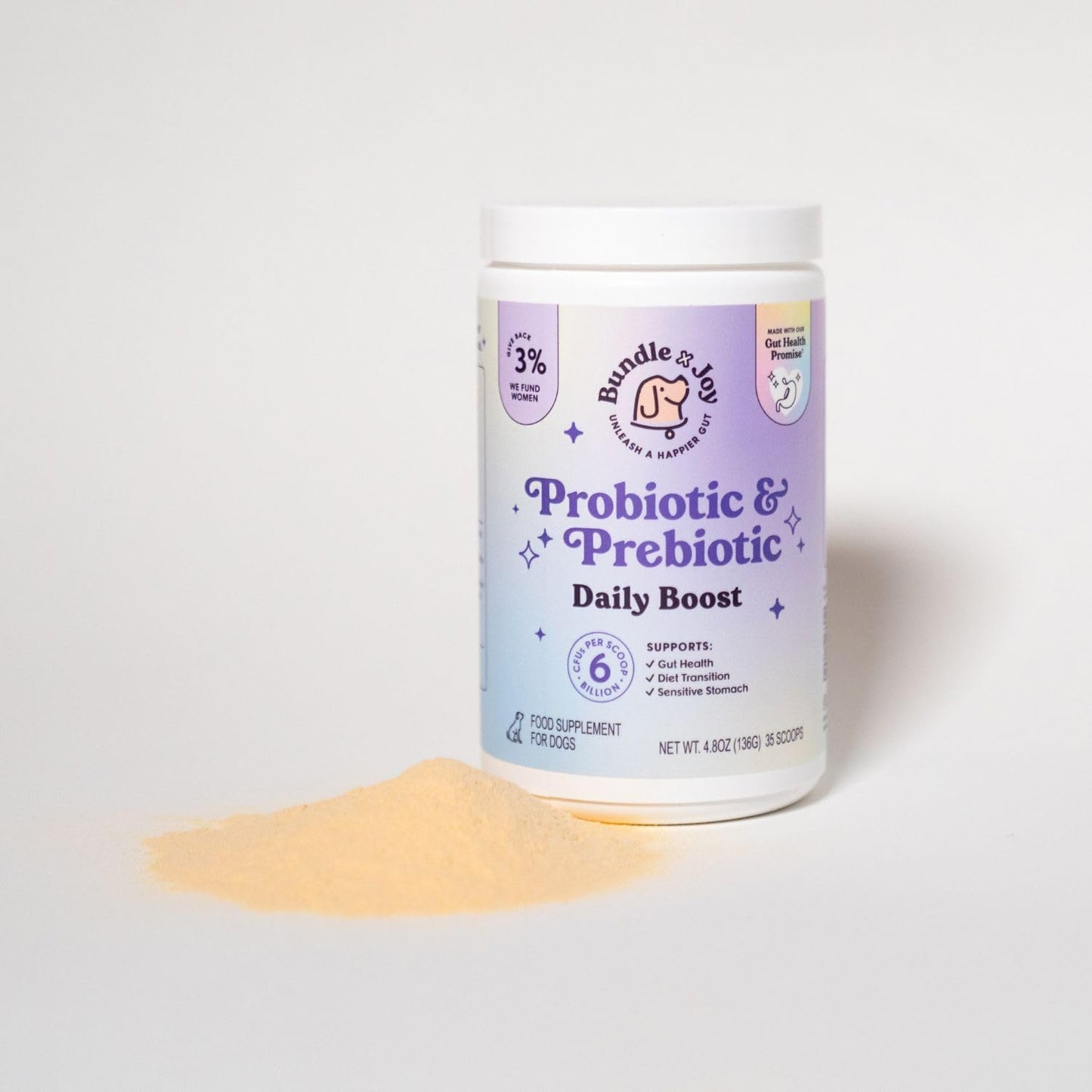 Bundle x Joy Probiotic & Prebiotic Daily Boost for Dogs - Gut Health for Dogs Immune Formula with Beef Bone Broth for Dog, 6 Billion CFU Dog Supplements, 35 Scoops, 4.8 oz - Made in USA