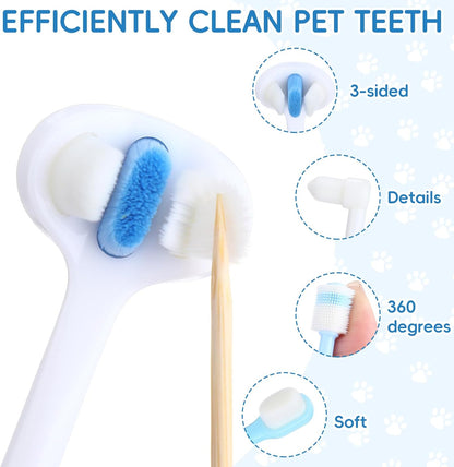 Ceenna 8 Pcs Small Dog & Cat Toothbrush with 2 Storage Clear Box 360 Degree Soft Silicone Deep Pet Teeth Cleaning Kit Cat Dental Care for Kitten and Small Dogs, 4 Different Shapes