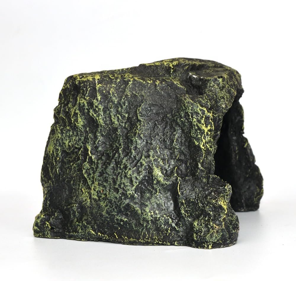 Resin Reptile Hide Cave with Rock Texture Design – Durable Habitat Shelter Decor for Terrarium Use, Natural Hideout Structure for Lizards Spiders Turtles Crabs and Reptile Enclosure Management