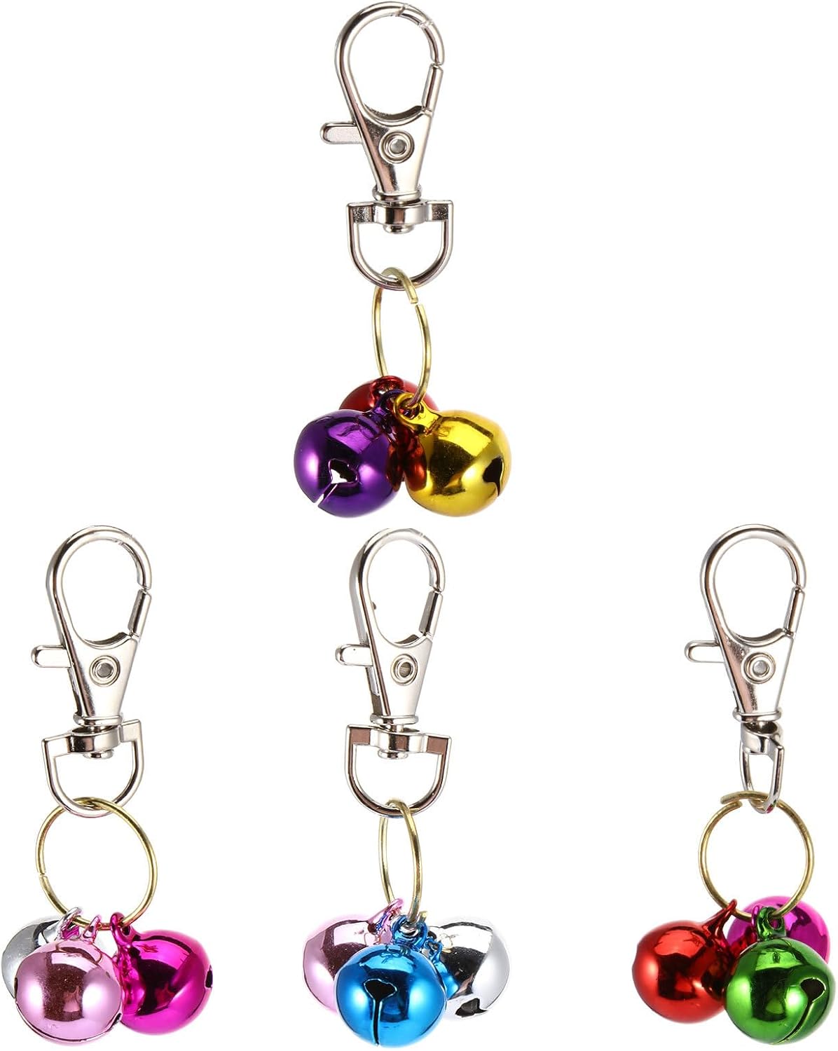 Cat Bells 4Pcs Copper Pet Collar Bells with Keychain Pendant for Cat Training and Necklace Supplies Loud Jingle Sound Suitable for and Small Pets Random Color Random Color