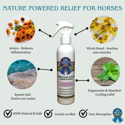 Dr. Milt’s Horse Muscle & Joint Relief Spray – All-Natural Horse Liniment with Arnica, Epsom Salt– Fast-Acting Pain Relief for Sore Muscles, Tendons & Joints 1-8oz Spray