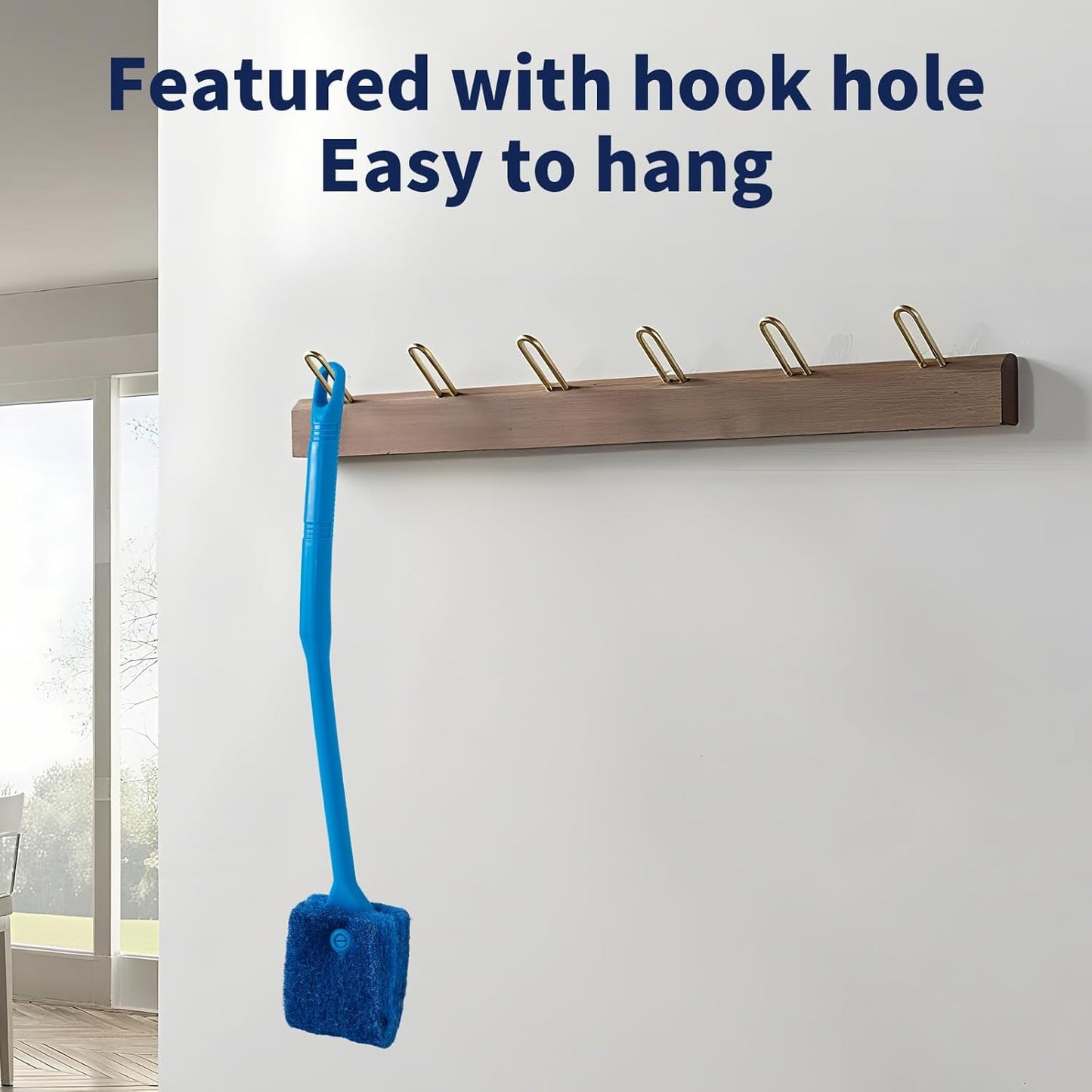 SLSON Aquarium Algae Scraper Double Sided Sponge Brush Cleaner Long Handle Fish Tank Scrubber for Glass Aquariums and Home Kitchen,15.4 inches (1)