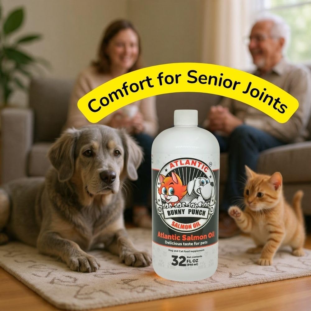 32 oz Salmon Oil for Dogs & Cat's, 100% Pure Atlantic Salmon Oil, Supplemental Fish Oil for Healthy Dog's Coats, Omega 3 Dog Fish Oil Liquid for Coats and Itchy Dry Skin, Helps with HIPS & Joints.