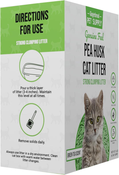 Premium Pea Husk Scented Cat Litter for Happy and Healthy Cats. (16 lbs)(Green Tea)