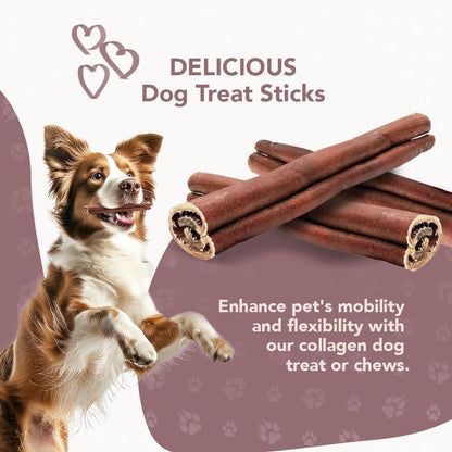 8 Pieces of Premium Collagen Sticks for Dogs, All Natural Dog Collagen Sticks, Great Tasting to Support Healthy Skin & Shiny Coats, Highly Digestible, Beef Chews for Dogs (4pack, 8pcs)