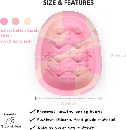CHEWFFON Interactive Dog & Cat Lick Mat Bowls, BPA-Free Silicone Dog Slow Feeder Bowl with Suction Cups, Non Slip Food Bowl for Dogs and Cats, Reduces Boredom, Dishwasher Safe, Cotton Candy