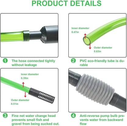 boxtech Fish Tank Water Change, Vacuum Siphon Water Changer Pump Sand Cleaner for Aquarium Water Filter