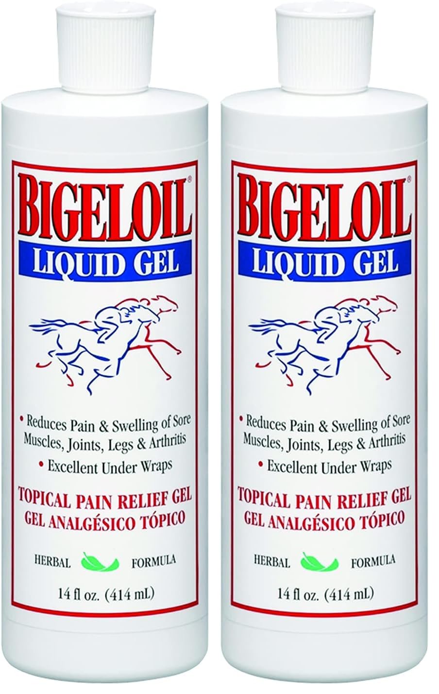 Absorbine Bigeloil Liniment Gel, Refreshing Topical Rub for Sore Muscles, 14 Fluid Ounce Bottle (Pack of 2)