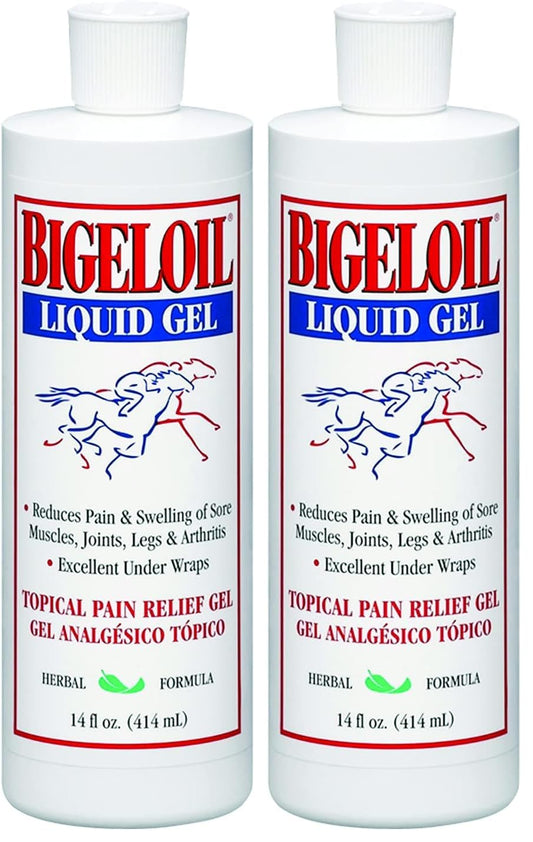 Absorbine Bigeloil Liniment Gel, Refreshing Topical Rub for Sore Muscles, 14 Fluid Ounce Bottle (Pack of 2)