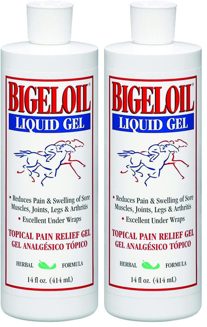 Absorbine Bigeloil Liniment Gel, Refreshing Topical Rub for Sore Muscles, 14 Fluid Ounce Bottle (Pack of 2)