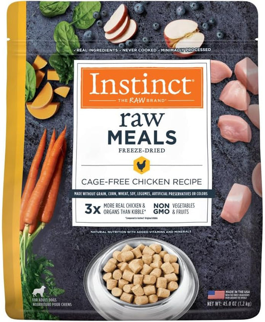 Instinct Freeze Dried Raw Meals, Natural Dry Dog Food, Grain Free - Cage Free Chicken, 45 oz. Bag