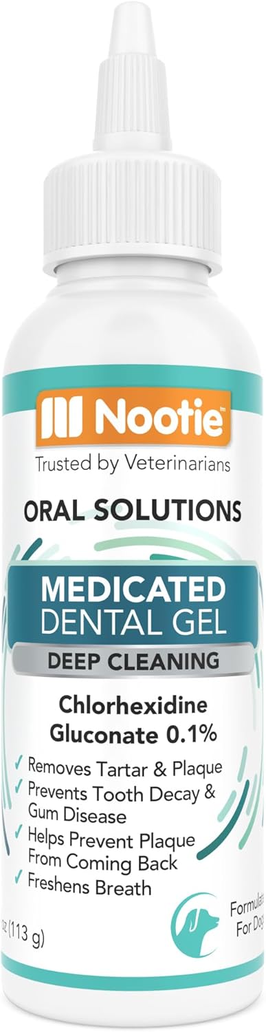 Nootie Medicated Dental Gel for Dogs, Dog Breath Freshener, Cleans Teeth for Dogs - Prevents Plaque and Tartar Dog Oral Care, 4oz
