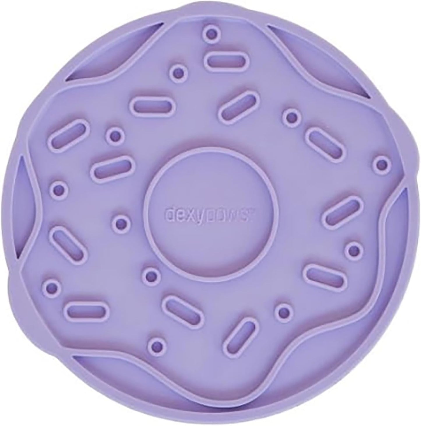 Enrichment Lick Mat: Lilac Donut Delight - Grooved Silicone Dog Feeding Dish, Spread Food Or Treats onto The Mat, Pet Soothing, Suction Back