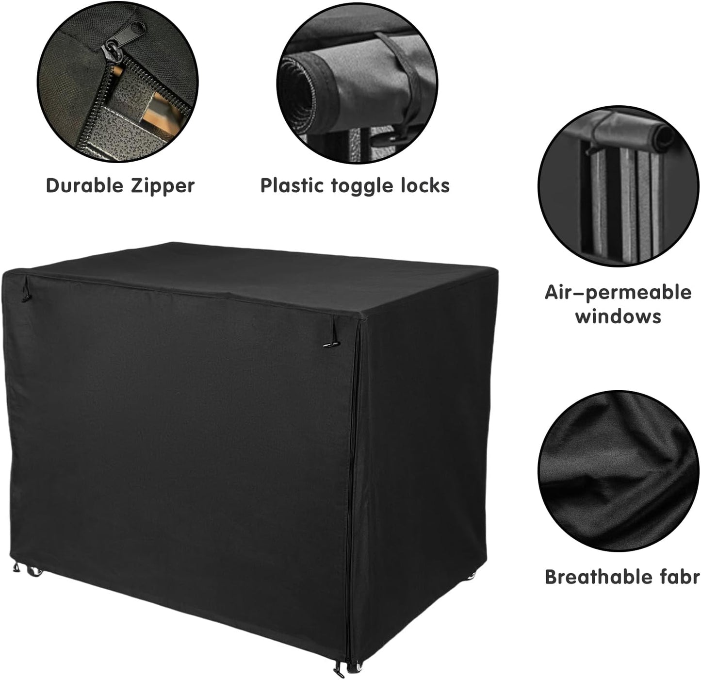 48 inch Heavy Duty Dog Crate Covers Durable 600D Polyester Insulated Dog Kennel Cover Soundproof Windproof Rainproof Shading Fit for Wire Dog Cage Covers with Breathable Side Window ( ONLY COVER)