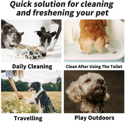 Pet Cleaning and deodorizing Anal Gland Hygiene Wipes for Dogs and Cats, Low allergenic, Cleans and moisturizes, for Grooming Paws, Body, and Rear, Fragrance-Free, 80+10+10 Value-Convenient Combo Pack