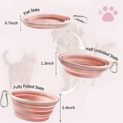 Dog Bowls for Travel,Portable Collapsible Silicone Pet Food Water Bowl,BPA Free Dishwasher Safe Foldable with 1 Carabiner Camping, Hiking Backpacking, Beach