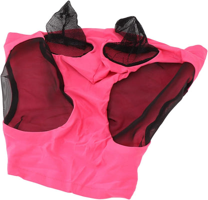 Estink Horse Fly Mask with Ears Horse Face Mask with Ears Horse Mesh Fly Mask Protection 60% Proof Breathable Stretchable for All Horses Arab Cob (Rose Red)