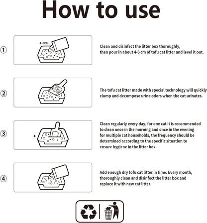 Flushable Tofu Cat Litter, Vanilla Scented – 2.5kg Bag, 100% Natural Plant-Based, Dust-Free, Fast Clumping, Odor Control, Low Tracking, Tofu Litter for Cats