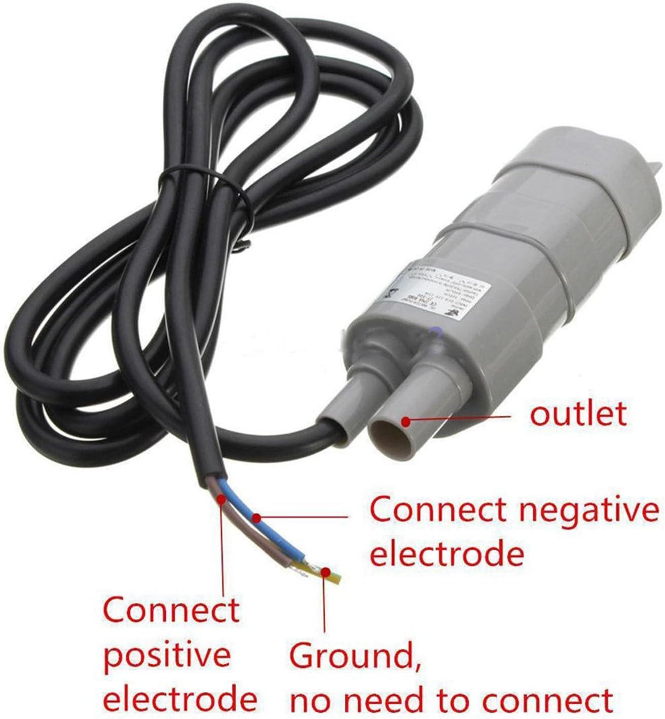 JT-500 DC 12V Submersible Water Pump - 5M High Head 600L/H (10L/min) for Aquarium/Pond/Fountain, 6-15V Adjustable Motor