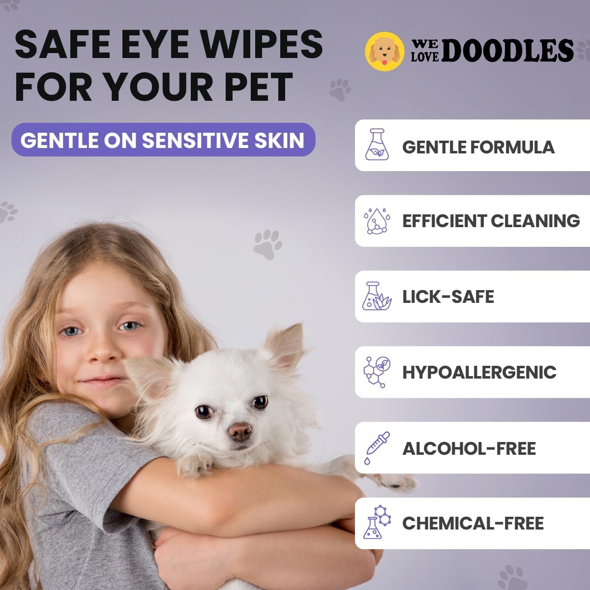 We Love Doodles 50 pcs Dog Teeth Cleaning Wipes & 150 pcs Dog Eye Wipes Bundle - Pet Dental Finger Wipes for Dogs, Freshens Breath Dog Dental Wipes, Pet Eye Wipes Pads & Safe Dog Eye Cleaner