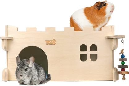YKD 3-in-1 Guinea Pig and Chinchilla Castle Series: Wooden Large, Medium and Top Bridge Bundle Suit