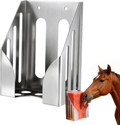 304 Stainless Steel Salt Block Holder, 4LB Mineral Salt Lick Block Holder for Deer, Goats, Horses, Cattle & Sheep, Rust-Resistant Design with Mounting Screws