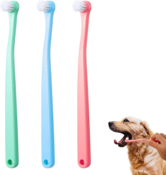 3 Pack Toothbrush for Small Dogs, Mini Pet Toothbrush for Teeth Clean, Soft Cat Tooth Brush for Puppy, Kitten, Other Small Pets(Pink, Blue, Green)