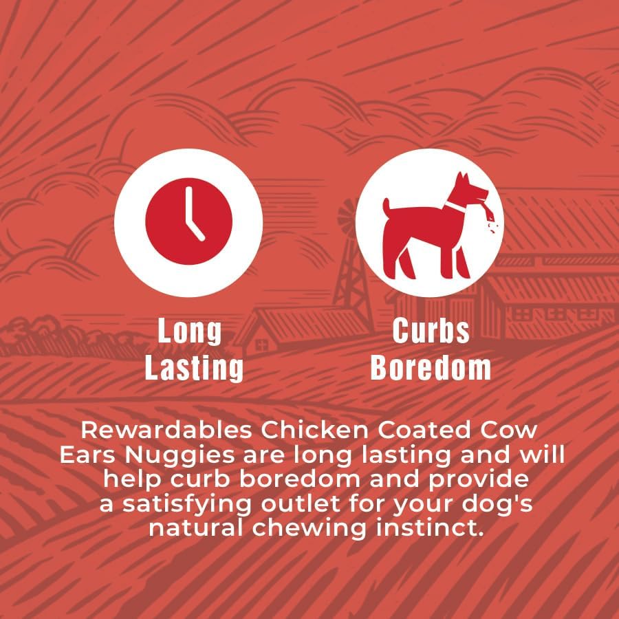 Chicken Coated Cow Ear Nuggies - Treats for Dogs - 1 Pound Bag