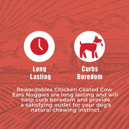 Chicken Coated Cow Ear Nuggies - Treats for Dogs - 1 Pound Bag