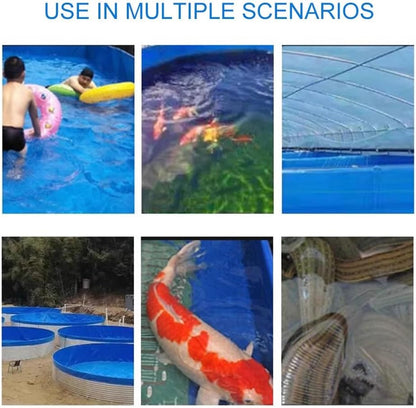 Above Ground Koi Pond with Clear Viewing Window & Drain Valve - PVC Canvas & Steel Frame Large Aquarium Tank for Fish, Turtle Farming - Easy Assembly Display Show Pool(Clear-0.7m,2x2m)