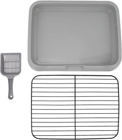 Dog Training Toilet, Puppy Potty Training Tray with Removable Mesh Design, Stable Structure Prevent Tipping for Small Medium Dogs, Indoor Dog Litter Box with Shovel and Net Frame